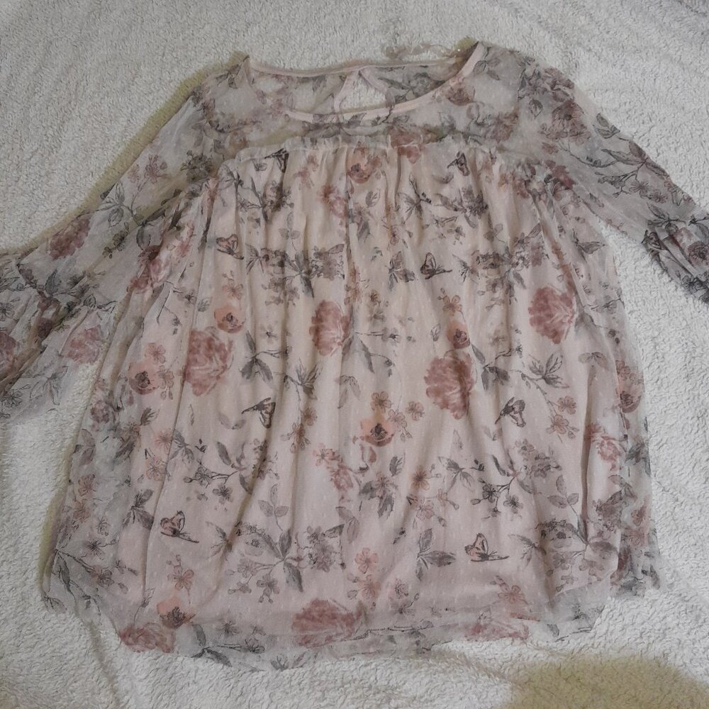Floral Mesh Blouse
